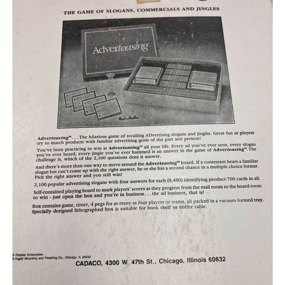 1988 Adverteasing Board Game Of Slogans Commercials & Jingles Complete Trivia - Picture 8 of 11